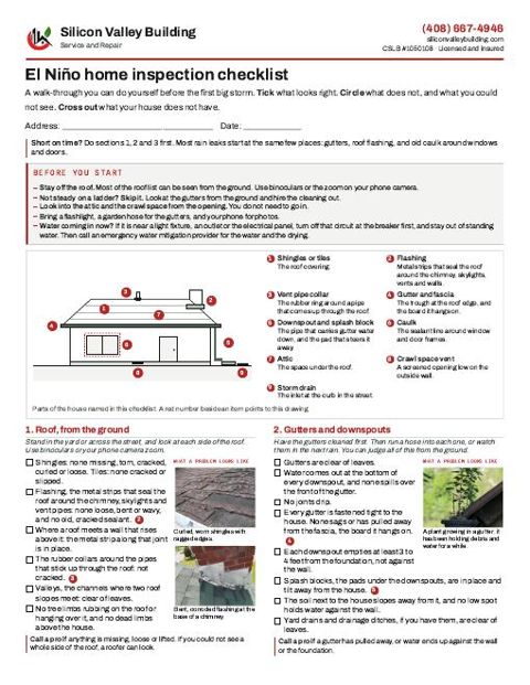 Page one of the printable checklist