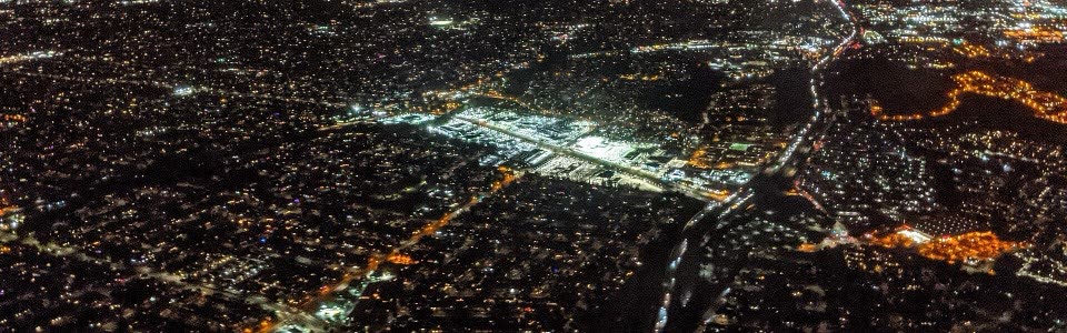Night aerial of the Blossom Valley and Almaden area of San Jose