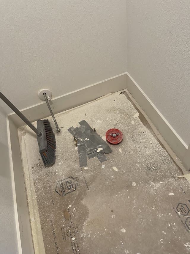Bathroom shower area opened for rebuilding