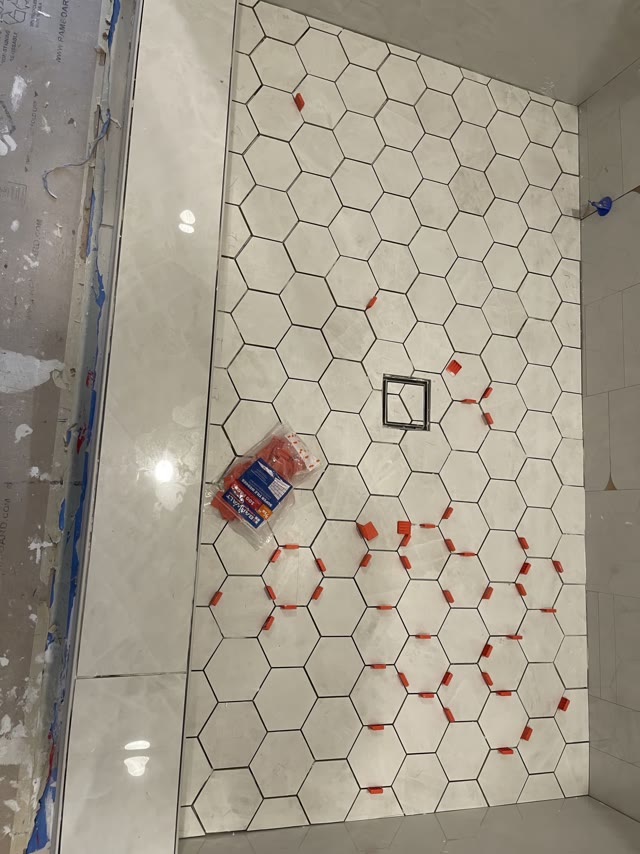 Shower-floor construction before the finished tile