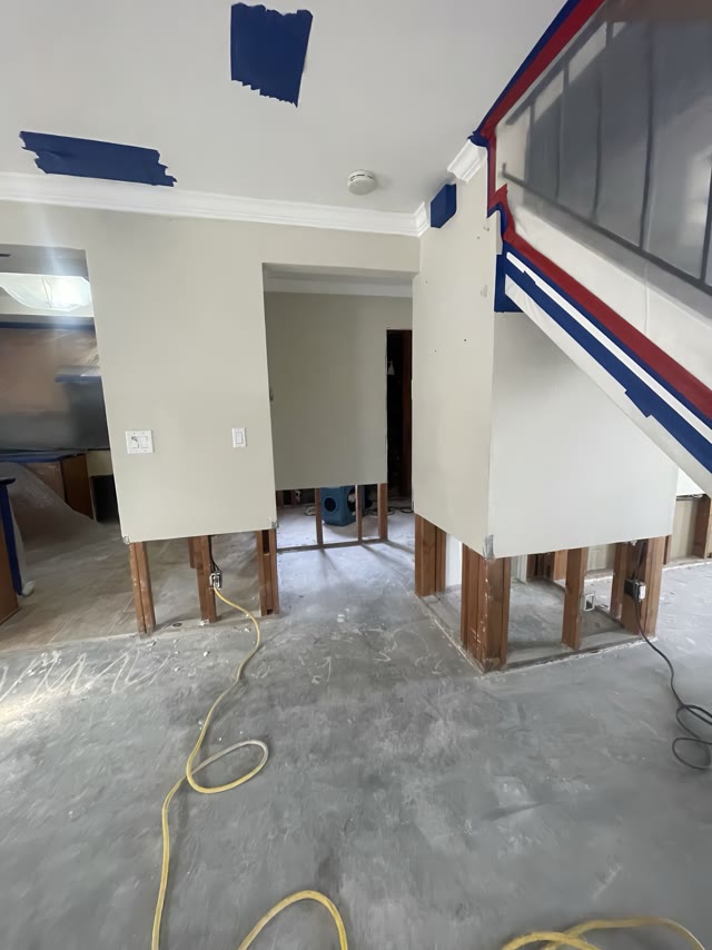 Contained interior work area during water-damage preparation