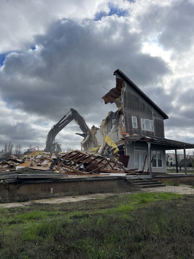 Demolition in progress at a commercial site